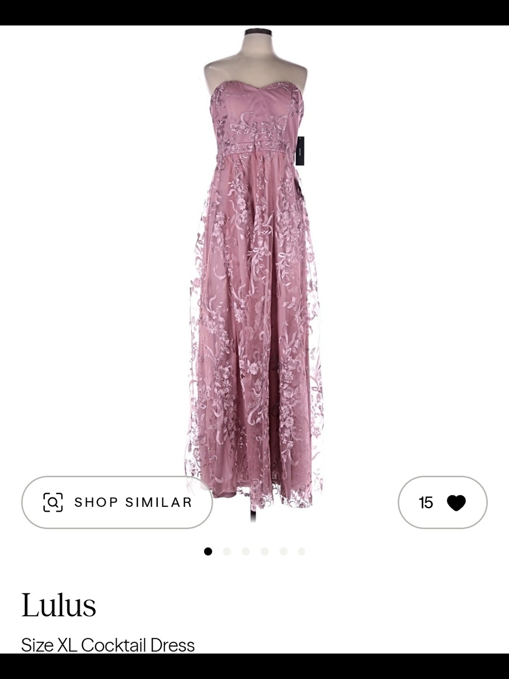 Lulu's Strapless Dusty Rose Lace Overlay Gown